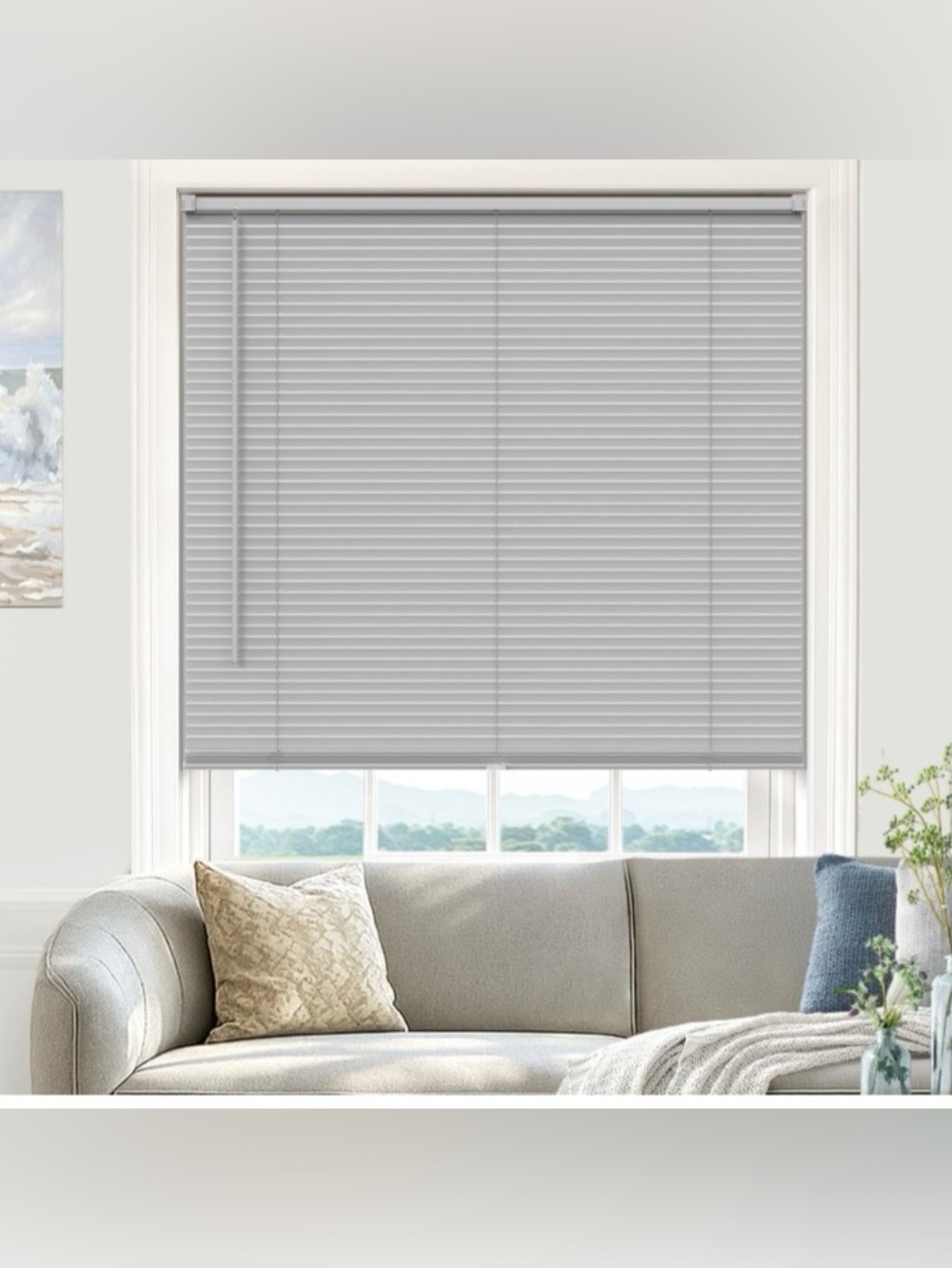 Cordless Vinyl Mini Blinds Fade & Warp Resistant - GRAY